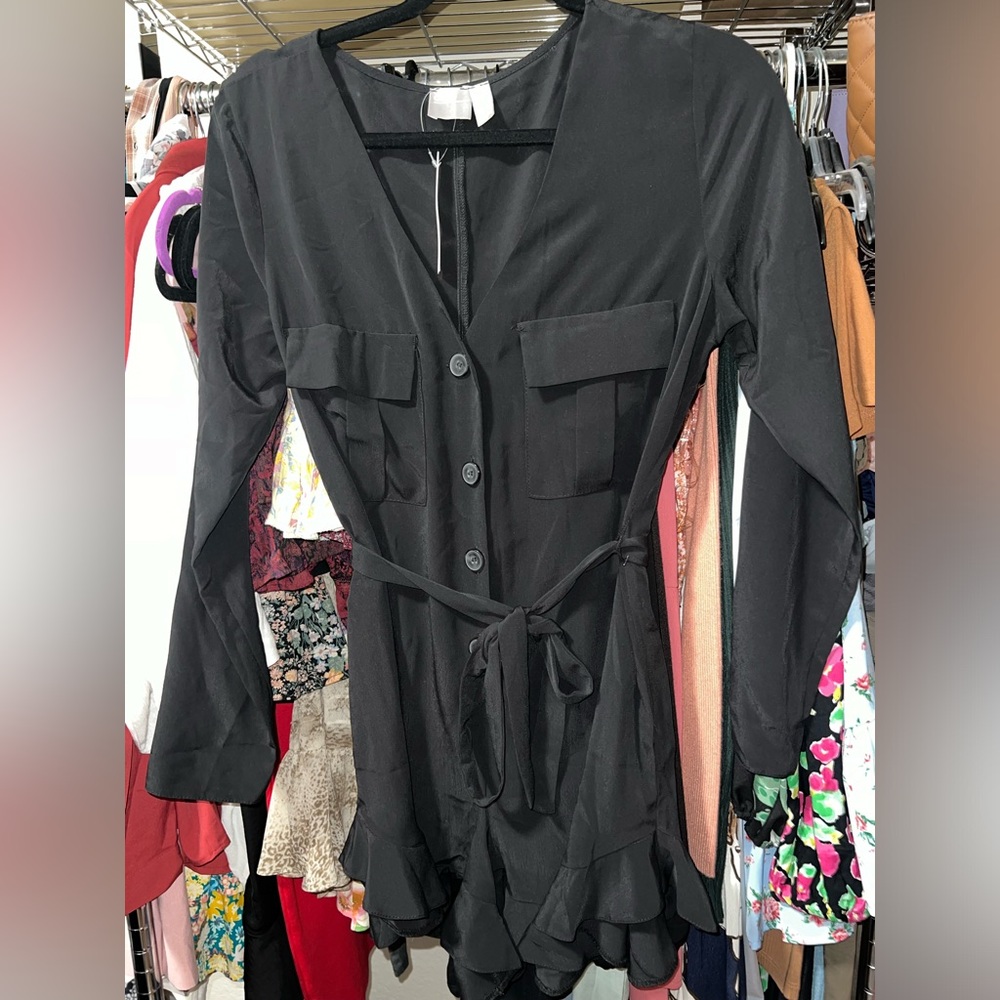 NWT ASOS Black Button-Down Romper